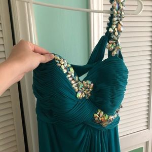 Turquoise Sequin Prom Dress